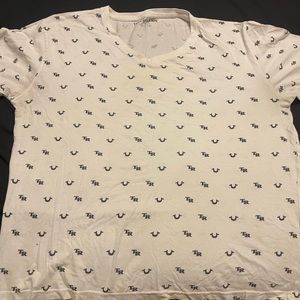 True Religion Multi Logo V-Neck size Large